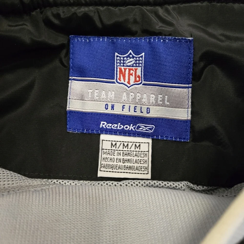 Vintage Reebok NFL On Field Jacket Black Oakland Raiders Windbreaker Med 90s Y2K